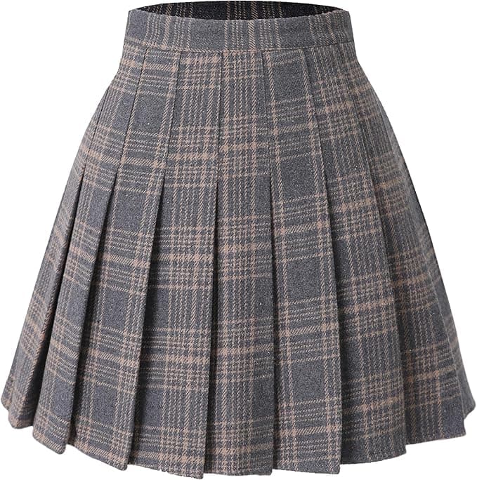 Women Girls Thick Wool Pleated Skirt